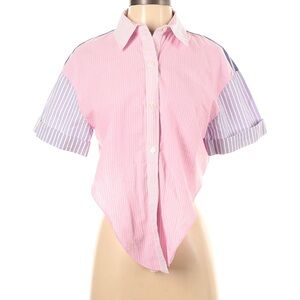 Zara Pink & Light Blue Short Sleeve Button-Down Shirt
